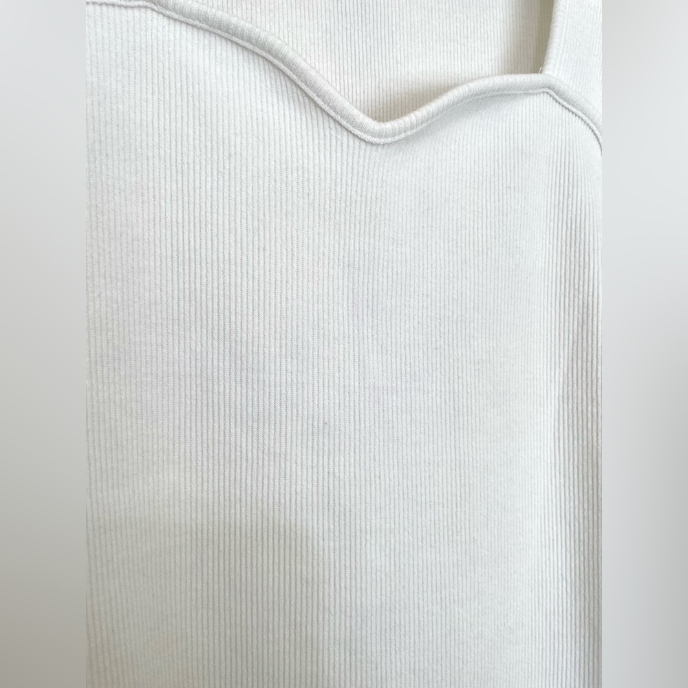 Lucy Paris White Ribbed Knit Sweetheart Puff Sleeve Sweater Top Fitted Size L - Picture 11 of 14